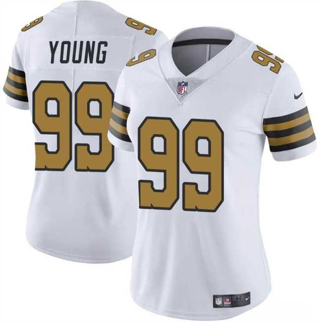 Women%27s New Orleans Saints #99 Chase Young White Color Rush Vapor Stitched Game Jersey Dzhi